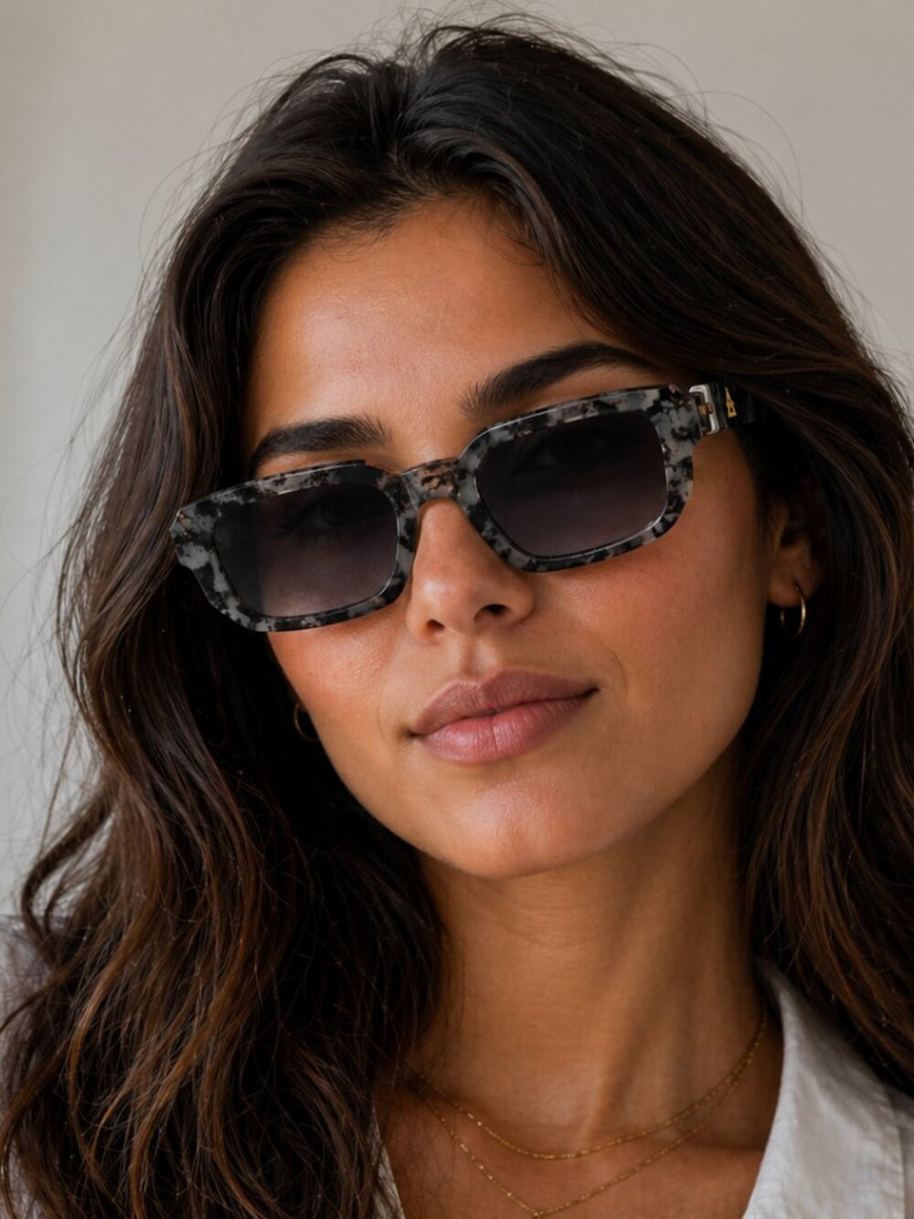 AIRE Ascendant Rectangular Sunglasses Marbled Black Gray Smoke Lens
